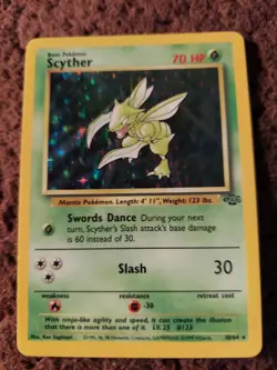 POKEMON CARD SCYTHER HOLOGRAPHIC NINTENDO 1999 10/64 RARE - Image 1