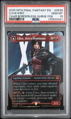 MTG Final Fantasy Clive, Ifrit's Dominant Borderless 0530 Surge Foil PSA 10 - Image 1