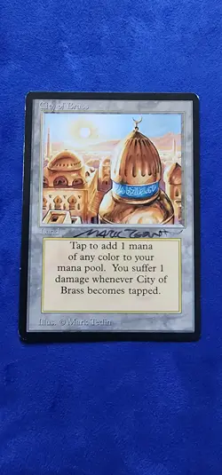 City of Brass -Arabian Nights Edition -MP - MTG -Signed by Mark Tedin - Image 1