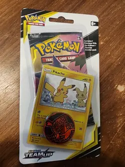 SEALED Pokemon Sun & Moon TEAM UP Blister Checklane Booster Pack Pikachu SM162 - Image 1