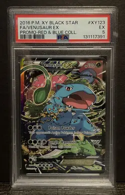 2016 Venusaur EX Full Art Black Star Promo #XY123 Red & Blue Pokemon TCG - PSA 5 - Image 1