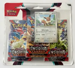 Pokemon TCG: Obsidian Flames Scarlet & Violet Eevee Blister (3) Pack New Sealed - Image 1