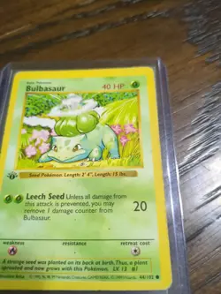 Pokemon TCG Bulbasaur 44/102 1st Edition Shadowless HP - Image 3