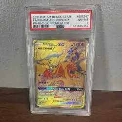 2021 Pokemon Reshiram & Charizard GX SM247 Sm Holo Gold Black Star Promo PSA 8 - Image 1