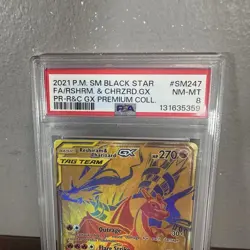 2021 Pokemon Reshiram & Charizard GX SM247 Sm Holo Gold Black Star Promo PSA 8 - Image 2