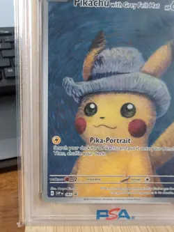 Pikachu x Van Gogh Grey Felt Hat - Promo #085 - 2003 Pokemon - PSA10 - GEM MINT - Image 3