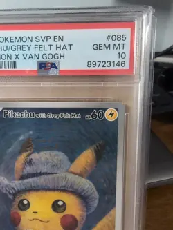 Pikachu x Van Gogh Grey Felt Hat - Promo #085 - 2003 Pokemon - PSA10 - GEM MINT - Image 5