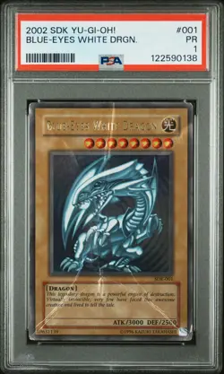 2002 YU-GI-OH! STARTER DECK: KAIBA #001 BLUE-EYES WHITE DRAGON PSA 1 - Image 1