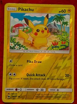 2017 Pokemon Crimson Invasion Pikachu Reverse Holo Common Card 30/111 NM - Image 1