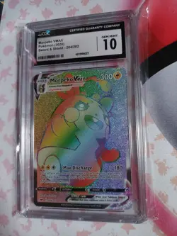 Pokemon Card Morpeko Vmax Rainbow Secret Rare Sword _ Shield Base Set Cgc 10 - Image 1