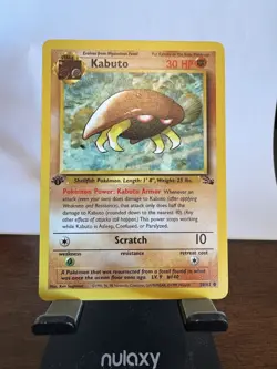 Pokemon TCG Kabuto Fossil 1st Edition Common Card 50/62 Lightly Played #2 Of 10 - Image 1