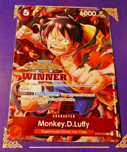 One Piece English Card Game Holo Carte Monkey.D.Luffy ST01-012 WINNER En Nm - Image 1