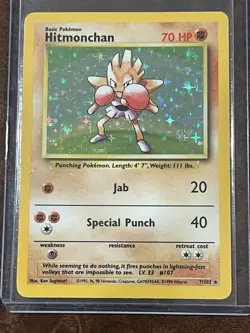 Pokemon TCG Hitmonchan Base Set Holo Unlimited Rare Card 007/102 1999 NM - Image 5