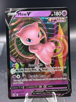Mew V 113/264 Pokemon TCG Sword & Shield Fusion Strike Ultra Rare Holo Card NM - Image 1