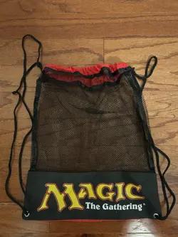 Vintage "MAGIC: THE GATHERING" {MTG} (Promo) Mesh Drawstring Backpack Bag, RARE! - Image 1
