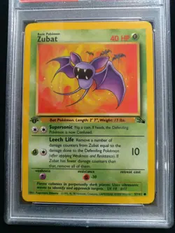 Graded PSA 8 ZUBAT #57 1999 Pokemon Fossil 1ST EDITION NM - MT - Image 2