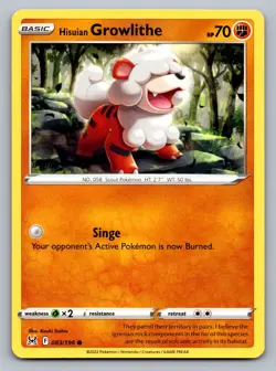 Pokemon TCG SWSH11: Lost Origin Hisuian Growlithe 083/196 - Image 1
