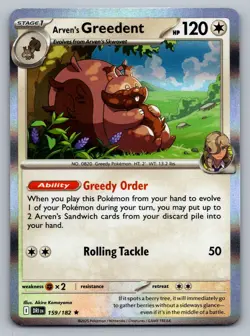 Pokemon TCG Sv10: Destined Rivals Arven's Greedent 159/182 Holo - Image 1