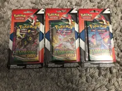 x3 Pokemon TCG Evolving Skies Chilling Reign 2 Pack Blister & Pin Set Sealed - Image 1