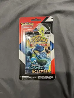 Pokemon TCG Cosmic Eclipse Chilling Reign 2 Booster Blister Pack Celebi Pin New - Image 1