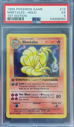 Ninetales 12 Base Set 1st Edition Shadowless Holo WOTC Vintage Pokemon PSA 5 - Image 1