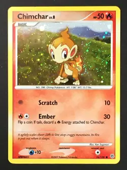 Pokemon TCG Chimchar 76/130 Cosmos Holo Diamond & Pearl Base Fart Swirl LP - Image 1