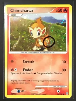 Pokemon TCG Chimchar 76/130 Cosmos Holo Diamond & Pearl Base Fart Swirl LP - Image 2