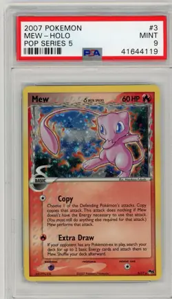 2007 Pokemon Pop Series 5 Mew Holo #3 PSA 9 Mint Swirl! - Image 1