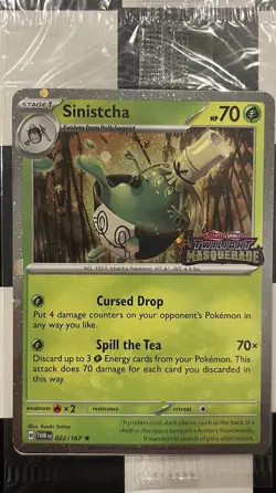 Sealed Pokemon Twilight Masquerade Prelease Stamped Sinistcha 022/167 - Image 1