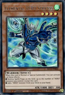 Elemental HERO Stratos - Silver Ultra Rare 1st Edition BLC1-EN022 - NM - YuGiOh - Image 1