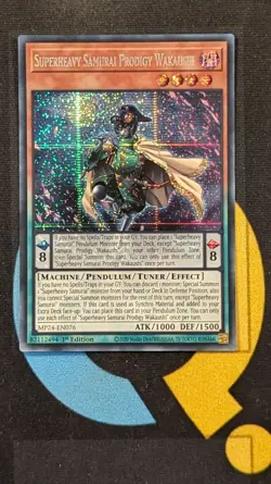 MP24-EN076 Superheavy Samurai Prodigy Wakaushi Prismatic Secret Rare 1st YuGiOh - Image 1
