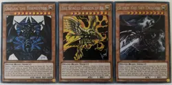 YuGiOh 3 Card Egyptian God Card Set TN19 Secret Rare NM Slifer + Obelisk + Ra - Image 1