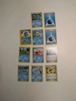 Lot of 11 Pokemon Cards - Water Type Bundle w/ Holo Piplup & Trainers - Image 1