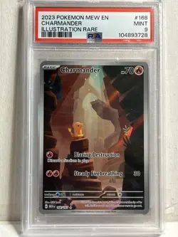 2023 Pokemon 151 - Charmander # 168/165 Rare Illustration PSA 9 Graded Card 168 - Image 1