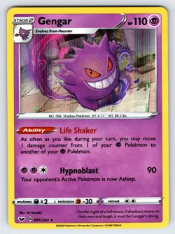 Gengar 085/202 Sword & Shield Base Set Pokemon Card Nintendo Holo Rare - Nm - Image 1