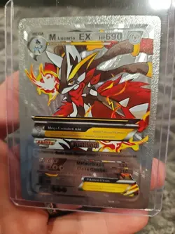 X2 M Lucario EX Silver Foil Fan Art Viny Collector Pokemon Card 2x - Image 4
