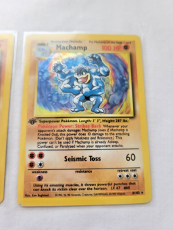 1999 Base Set Machamp 1st Ed Holo #8 Pokemon Card w Machoke + Machop Evolution - Image 5
