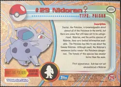 Pokemon Topps Nidoran F #29 Foil Blue Logo - Image 2