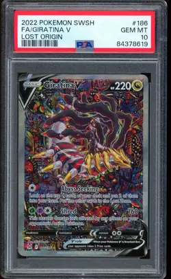 2022 Pokemon Giratina V Lost Origin Full Art Sword & Shield #186 PSA 10 GEM MINT - Image 1