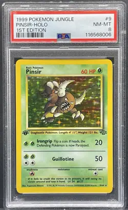 1999 Pokemon Jungle 1st Edition Pinsir Holo #9 PSA 8 - Image 1