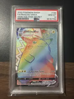 2020 Pokemon Sword & Shield Vivid Voltage Pikachu VMAX Fa -Secret PSA 10 188/185 - Image 1