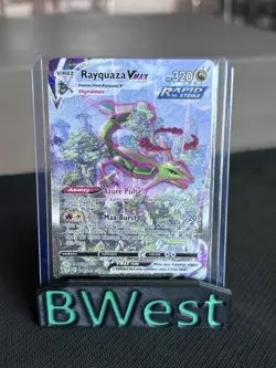 Rayquaza VMAX 218/203 LP Alternate Art Secret Rare SWSH07 Evolving Skies Pokemon - Image 1