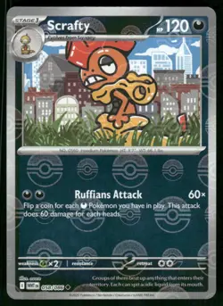 Scrafty (Poke Ball Pattern) 058/086 Uncommon Holo NM Pokemon SV: White Flare - Image 1