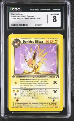 CGC 8 Dark Jolteon Team Rocket - 1st Edition German 38/82 Pokemon Card - Image 1