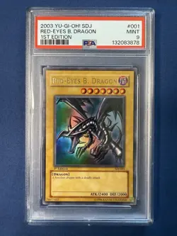 Yu-Gi-Oh Red-Eyes Black Dragon 1st Edition Ultra Rare Card SDJ-001 PSA 9 - Image 1