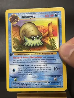 Pokemon Card 52/62 Omanyte Fossil Set 1st Edition Wotc Light Play - Image 2