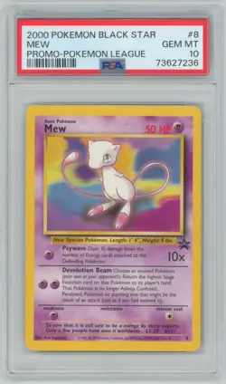 2000 Pokemon Black Star Promo #8 Mew - Pokemon League - PSA 10 GEM MINT - Image 1