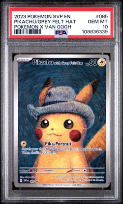2023 POKEMON SVP EN-SV BLACK STAR PROMO #085 PIKACHU WITH GREY FELT HAT PSA 10 - Image 1