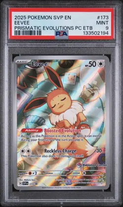 PSA 9 Mint Eevee 2025 PRE-EN Pokemon Center ETB Black Star Promo SVP-EN 173 - Image 2