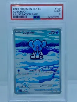 2025 POKEMON BLK EN-BLACK BOLT ILLUSTRATION RARE #109 CUBCHOO PSA 9 - Image 1